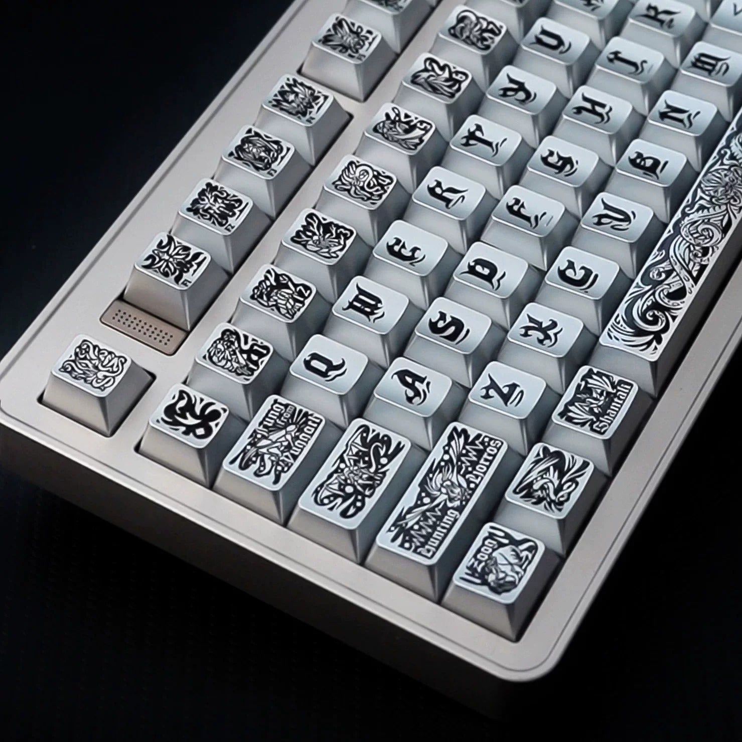 Ancient God, Cthulhu themed design, metallic paint texture, PBT material personalized keycap set, creative decorative keycap set, compatible with 61/64/68/75/84/87/104 mechanical keyboard replacement keycap