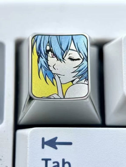 EVA，Ayanami Rei 1 U titanium alloy personalized keycaps, anime and game cultural creative keycaps, mechanical keyboard decorative keycaps