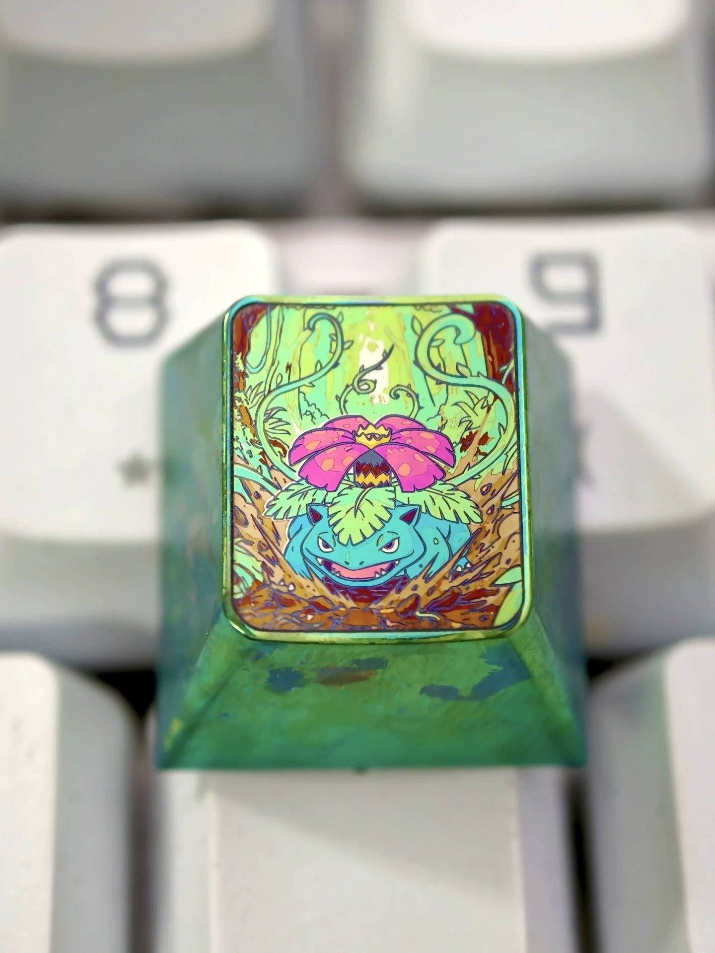 Pok é mon, Big Three, Starter Trio, Collection, 1 U titanium alloy personalized keycaps, anime and game culture creative art keycaps, mechanical keyboard decorative keycaps