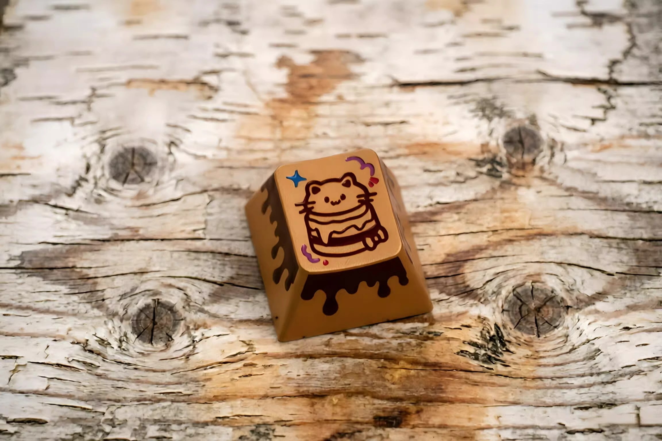 Dessert cat aluminum alloy anodized melted chocolate cute metal keycaps personalized keycaps mechanical keyboard decorative keycaps