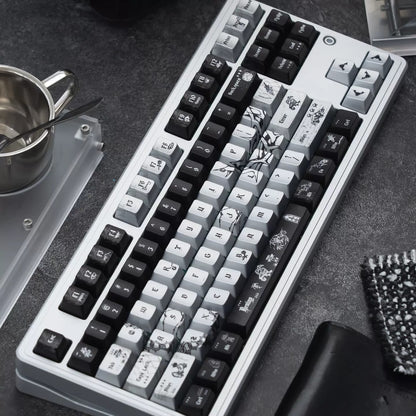 Dark Night Thorn Metal Paint Mechanical Keyboard Keycaps PBT Original Factory Height, PBT material personalized keycaps, mechanical keyboard replacement keycap set, Compatible with 61/64/68/75/84/87/104 Key Mechanical Keyboard Keycap Set