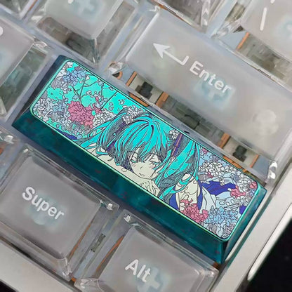 Hatsune Miku, 2.75 U shift,Titanium Alloy Custom Keycaps, suitable for anime, gaming, cultural and creative products, and mechanical keyboard decoration