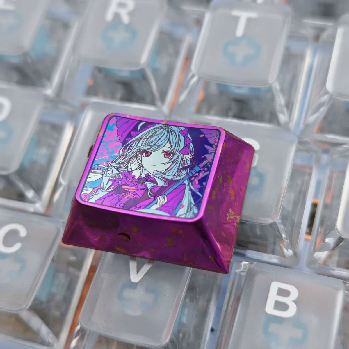 Zenless Zone Zero，Vivian Banshee 1.25 U titanium alloy metal personalized keycaps, anime and game character peripheral products, decorative keycaps.