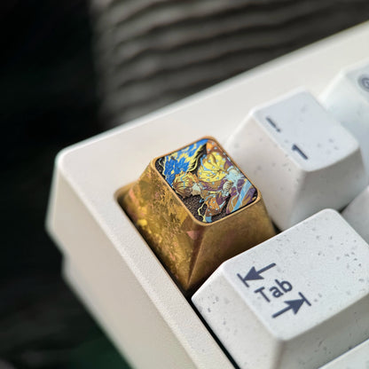 Demon Slayer: Kimetsu no Yaiba, Agatsuma Zenitsu, 1U Titanium Alloy Ice Crystal Personalized Keycaps, Anime Game Culture Creative Decorative Keycaps