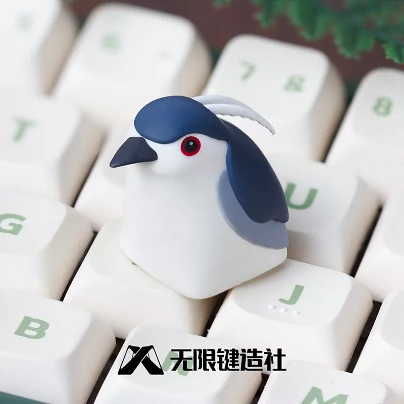 Nycticorax styling design, animal shaped multi-color resin personalized keycaps, simulated animal mechanical keyboard decorative keycaps