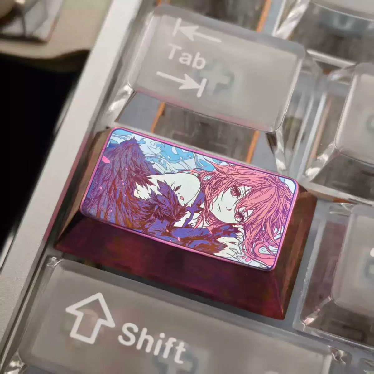 Guilty Crown，Yuzuriha Inori 1.75 U titanium alloy personalized keycaps, mechanical keyboard decorative keycaps, anime and game cultural creative keycaps