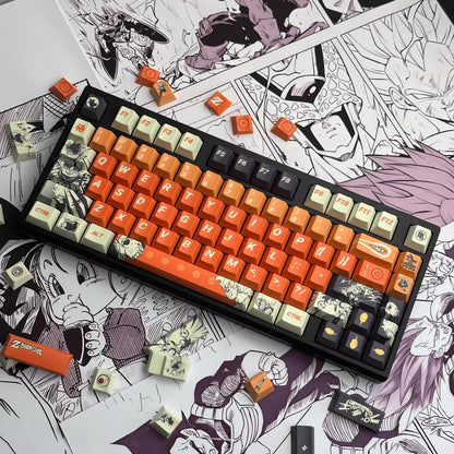 Dragon Ball series, Son Goku/Vegeta IV/Frieza, PBT material personalized keycap set, anime and game cultural and creative decorative keycap set, compatible with 61/64/68/75/84/87/104 mechanical keyboards