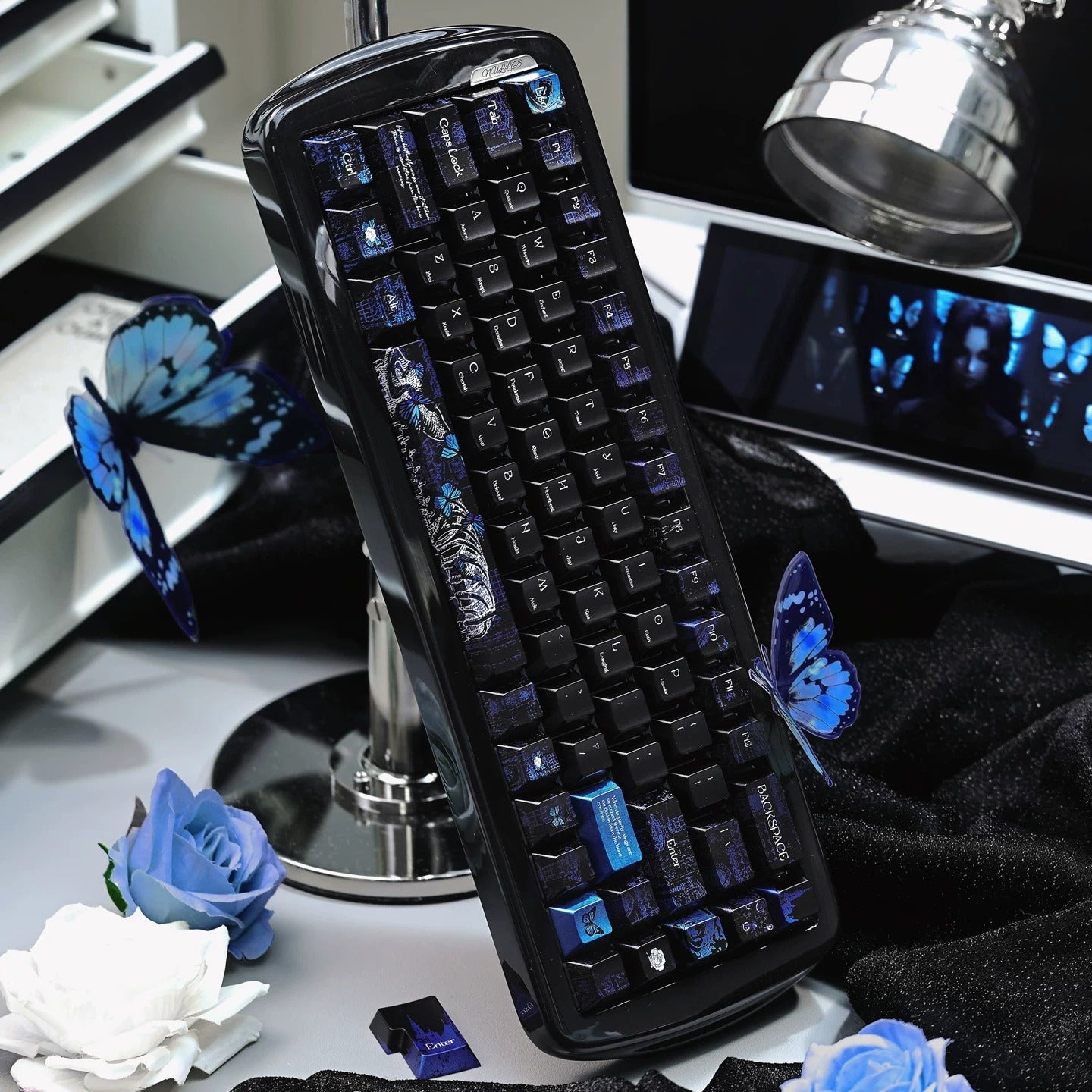 Skeleton Butterfly Keycap Set, Creative Keycap Cultural Art Keycap PBT Material Personalized Keycap Set, Compatible with 61/64/68/75/84/87/104 Key Mechanical Keyboard