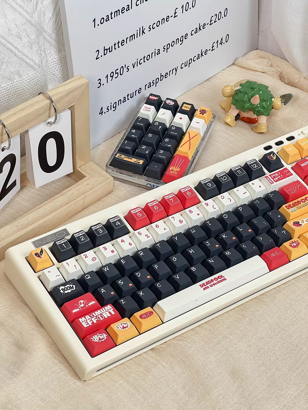 Deadpool&amp;Wolverine theme, 155 keys - Original factory height PBT full five sided thermal sublimation mechanical keyboard decoration keycap set