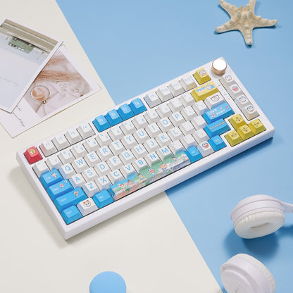 Doraemon theme design, made of PBT material, sublimation， Personalized keycaps, mechanical keyboard decorative keycaps.