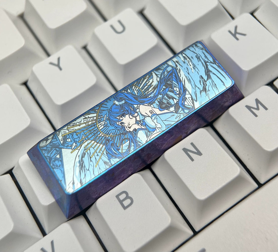 Hatsune Miku, Angel 2.75 U shift, Titanium Alloy Custom Keycaps, suitable for anytime, gaming, music idol, cultural and creative products, and mechanical keyboard decoration