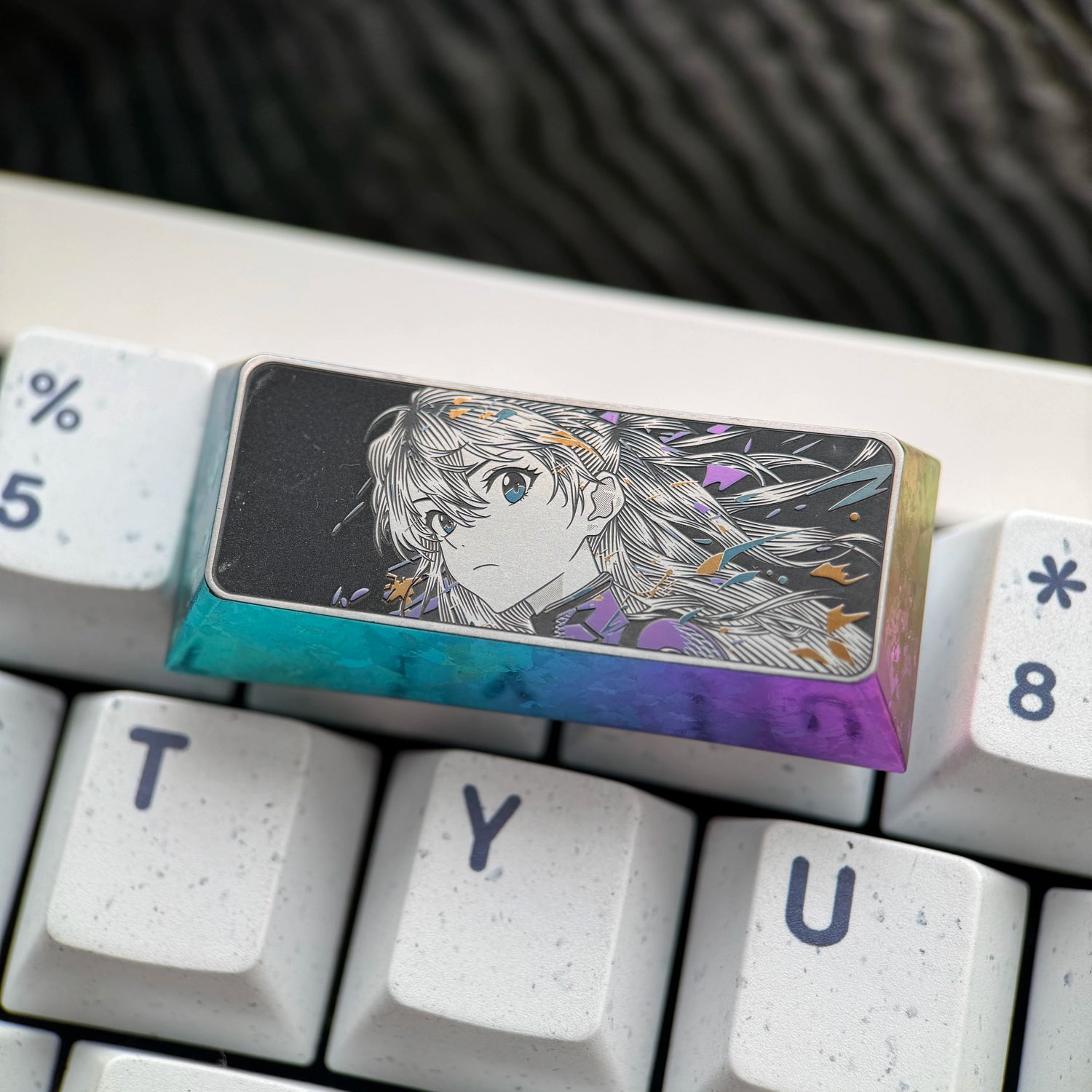 EVA series, 2.25U/2U titanium alloy finely carved personalized keycaps, anime culture creative peripheral mechanical keyboard metal decorative keycaps