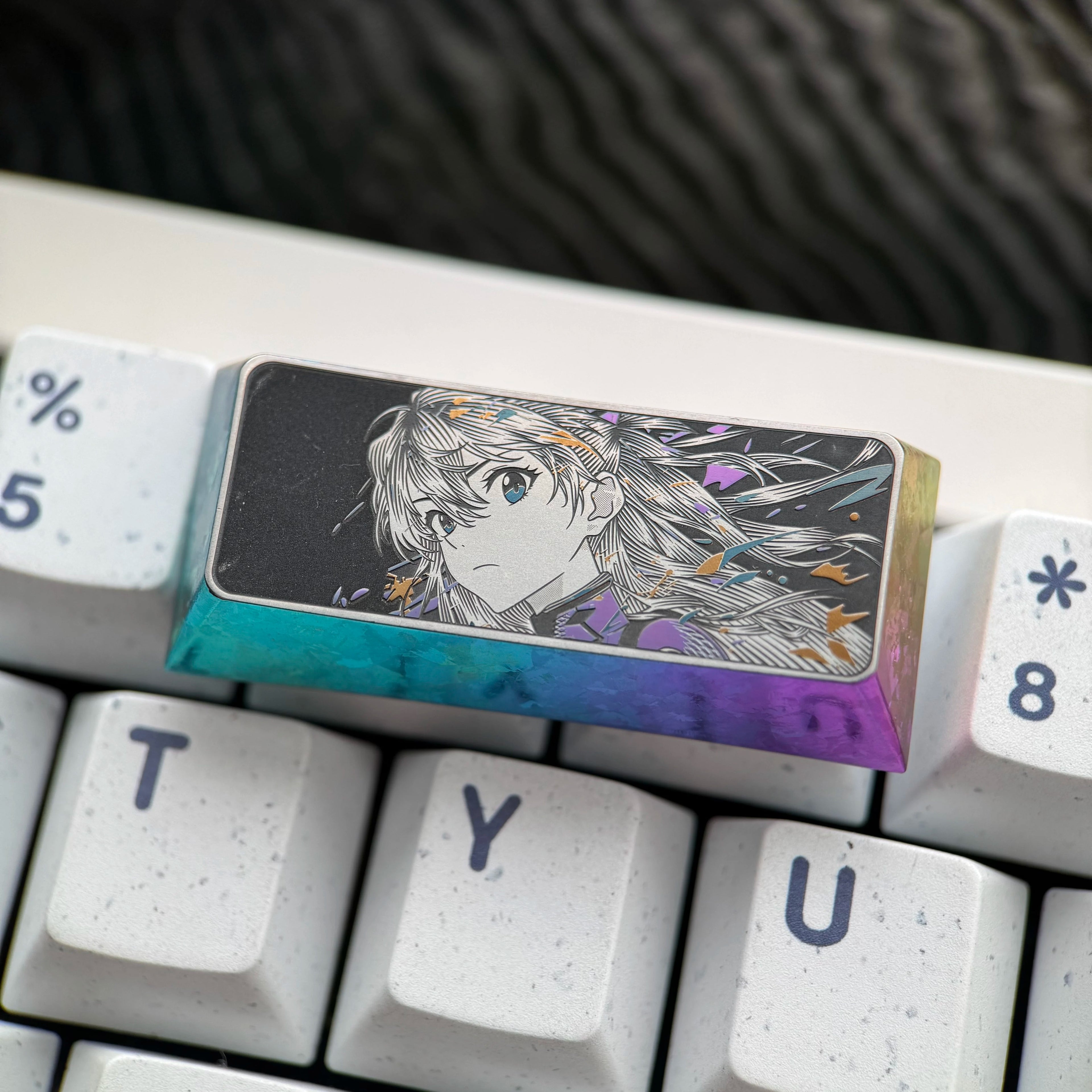 EVA series, 2.25U/2U titanium alloy finely carved personalized keycaps, anime culture creative peripheral mechanical keyboard metal decorative keycaps