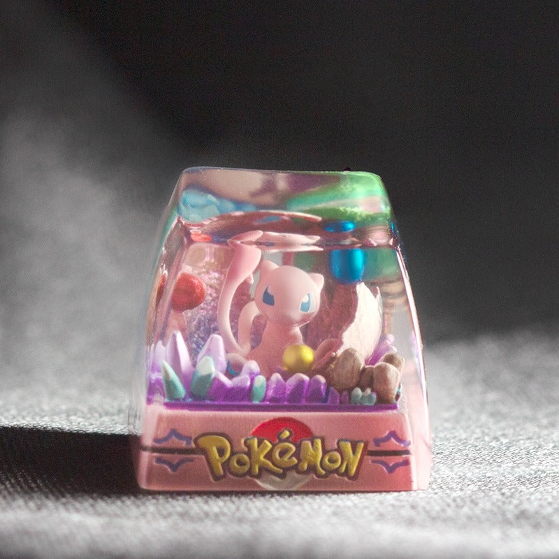 Pok é mon, Mew, 1U Crystal drops of glue, SA highly personalized keycaps, anime and game mechanical keyboard accessories decorative keycaps