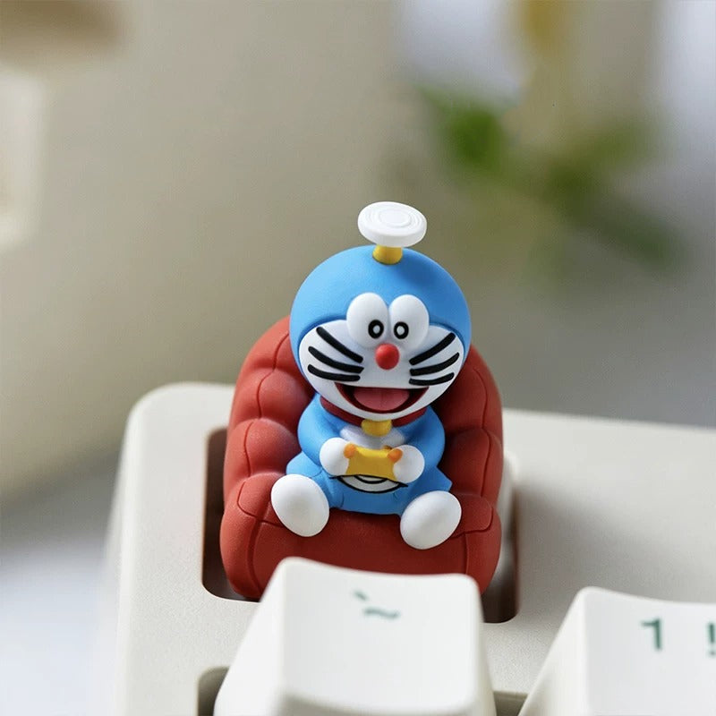 Doraemon， Multi colored resin one-piece molded personalized keycaps, mechanical keyboard resin decorative keycaps