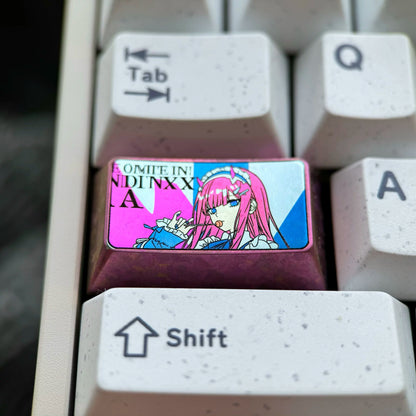 DARLING in the FRANXX, Zero Two 1.75U titanium alloy personalized keycaps, anime, gaming, cultural and creative mechanical keyboard decorative keycaps
