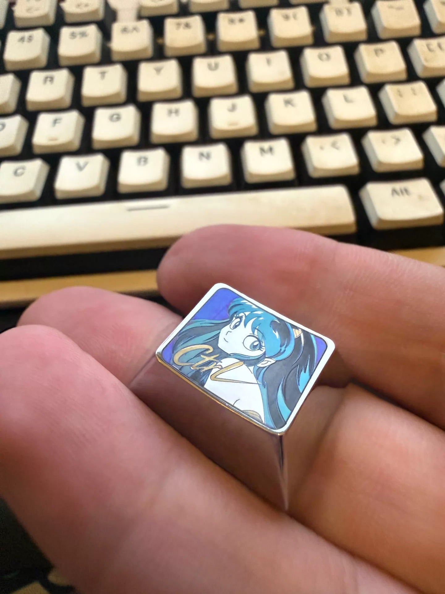 Urusei Yatsura，Lum Invader‌，1.25U CTRL，titanium alloy personalized keycaps, mechanical keyboard metal decorative keycaps, anime and game culture peripheral keycaps