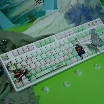 Senren*Banka，Murasame‌， PBT material personalized keycap set, anime keycap culture peripheral mechanical keyboard decoration keycaps， Compatible with 61/64/68/75/84/87/104 key mechanical keyboard keycap set