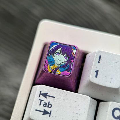 [OSHI NO KO] Series, Hoshino Ai Theme, 1U Titanium Alloy Personalized Keycaps, Anime Game Culture Creative Mechanical Keyboard Decorative Keycaps
