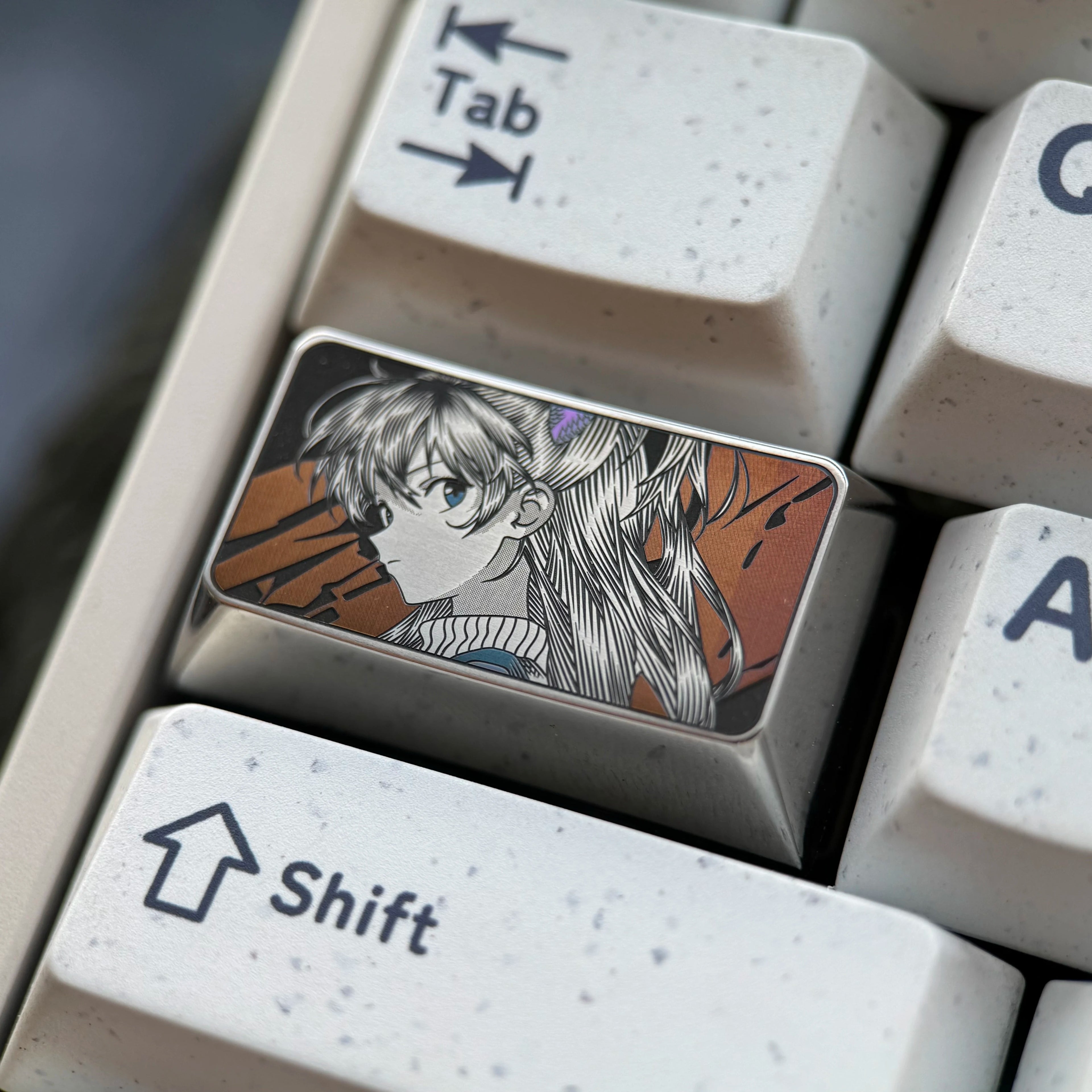 EVA series, 1.75Ucaps/shift titanium alloy finely carved personalized keycaps, anime cultural creative peripheral mechanical keyboard metal decorative keycaps