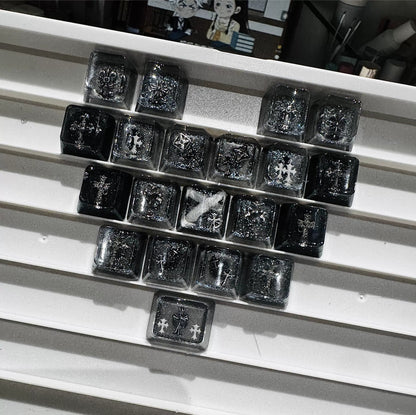 Gothic style, CH crystal resin added keycaps, mechanical keyboard decorated with personalized keycaps