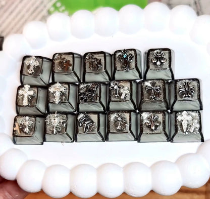 Gothic style, CH crystal resin added keycaps, mechanical keyboard decorated with personalized keycaps