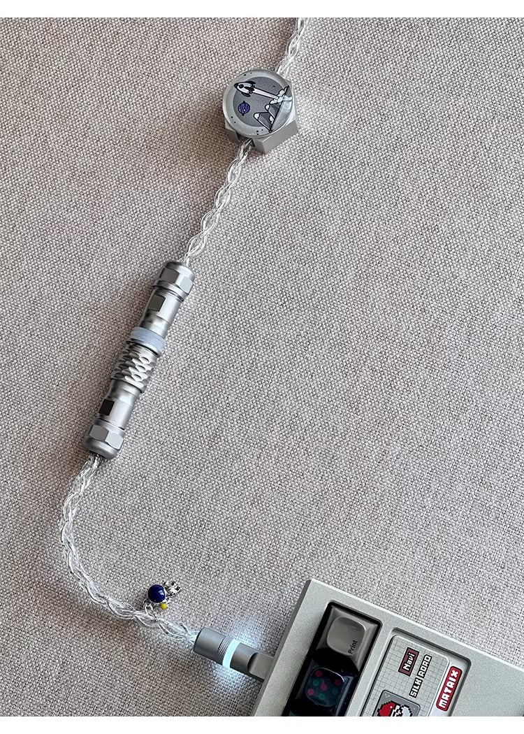 Astronaut theme 1.7m single crystal copper four strand aviation plug customized handmade wire Type-C plug with luminous
