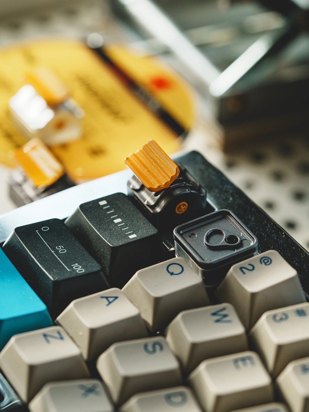 Industrial style, pusher+wave grille, aluminum alloy metal anode personalized keycaps, mechanical keyboard industrial decorative keycaps