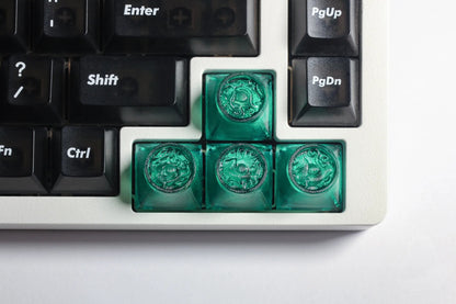 Four ancient Chinese mythical beasts, transparent resin printing material, mythological themed personalized keycaps
