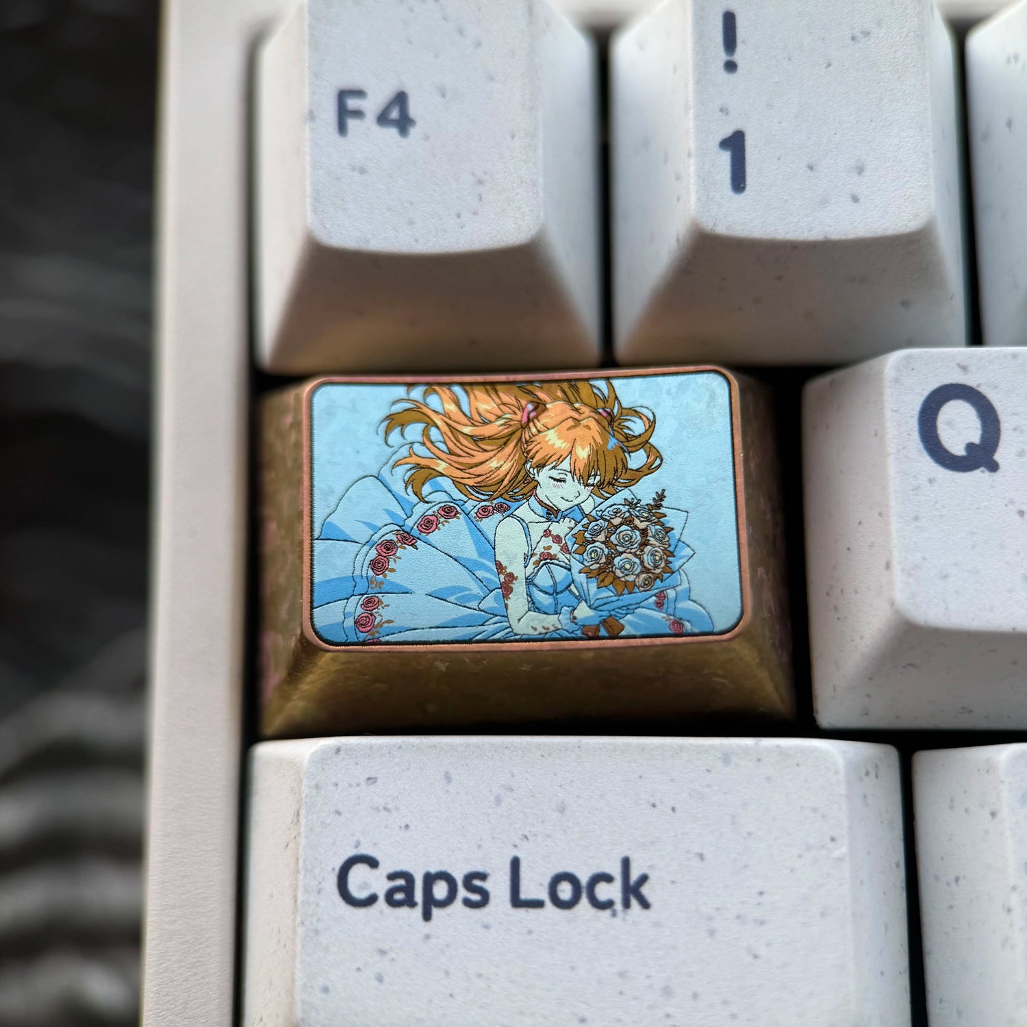 EVA Asuka Wedding Dress Theme, 1.5 U TAB，titanium alloy personalized keycaps, game creative cultural mechanical keyboard decorative keycaps