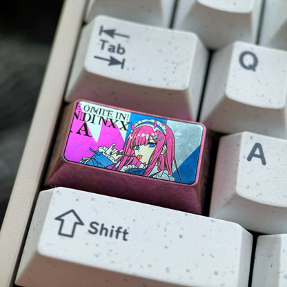 DARLING in the FRANXX, Zero Two 1.75U titanium alloy personalized keycaps, anime, gaming, cultural and creative mechanical keyboard decorative keycaps