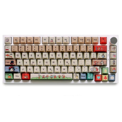 Kind end hausm ä rchen theme, PBT material, sublimation, fairy tale Anime games Personalized keycap set, original factory height mechanical keyboard decorative keycap set，anime keycap set suitable for 61/64/68/75/84/87/104 Key Mechanical Keyboard