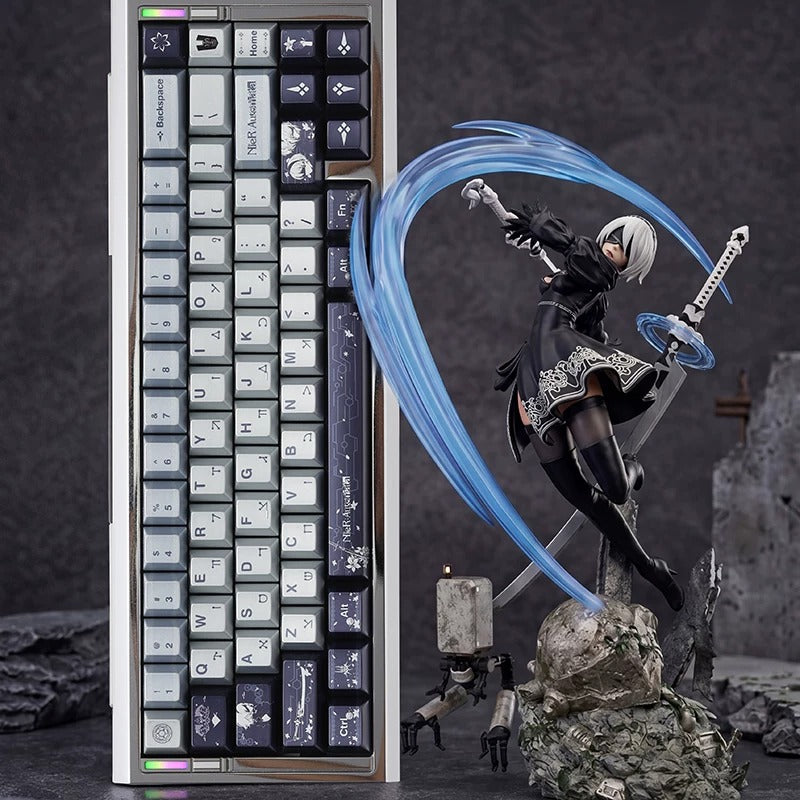 NieR: Automata theme design, custom set personalized keycap series, PBT material, factory height, compatible with 61/64/68/75/84/87/104 mechanical keyboard keycap set