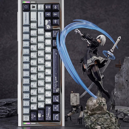 NieR: Automata theme design, custom set personalized keycap series, PBT material, factory height, compatible with 61/64/68/75/84/87/104 mechanical keyboard keycap set