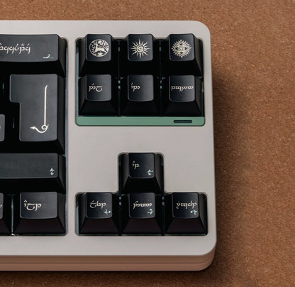 Elf Diamond Black Gold Color Match Keycap Set, Creative Keycap Cultural Art Keycap PBT Material Personalized Keycap Set, Compatible with 61/64/68/75/84/87/104 Key Mechanical Keyboard
