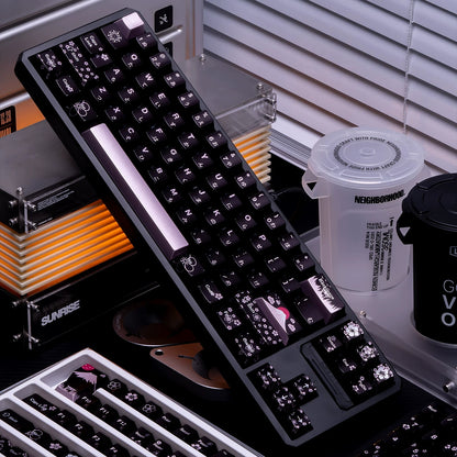 Spring and Jingming Black Theme Theme, Keycap Set PBT Metallic Texture personalized keycap set, , compatible with 61/64/68/75/84/87/104 mechanical keyboard