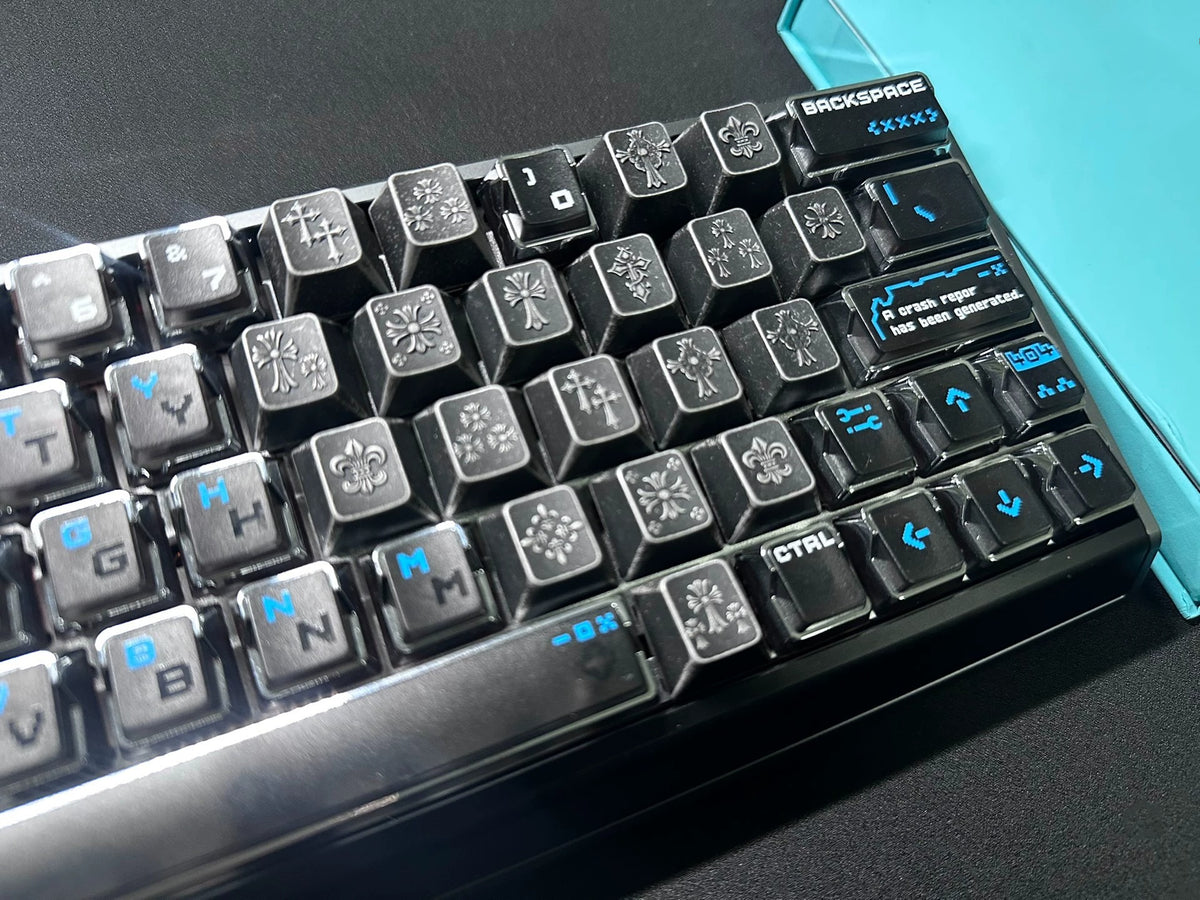Vintage cross made of metal material, metal set retro medieval Gothic style creative keycap，Love type area/21 pieces/ a set mechanical keyboard, creative computer desktop matching keycaps, Mechanical keyboard decorative keycaps