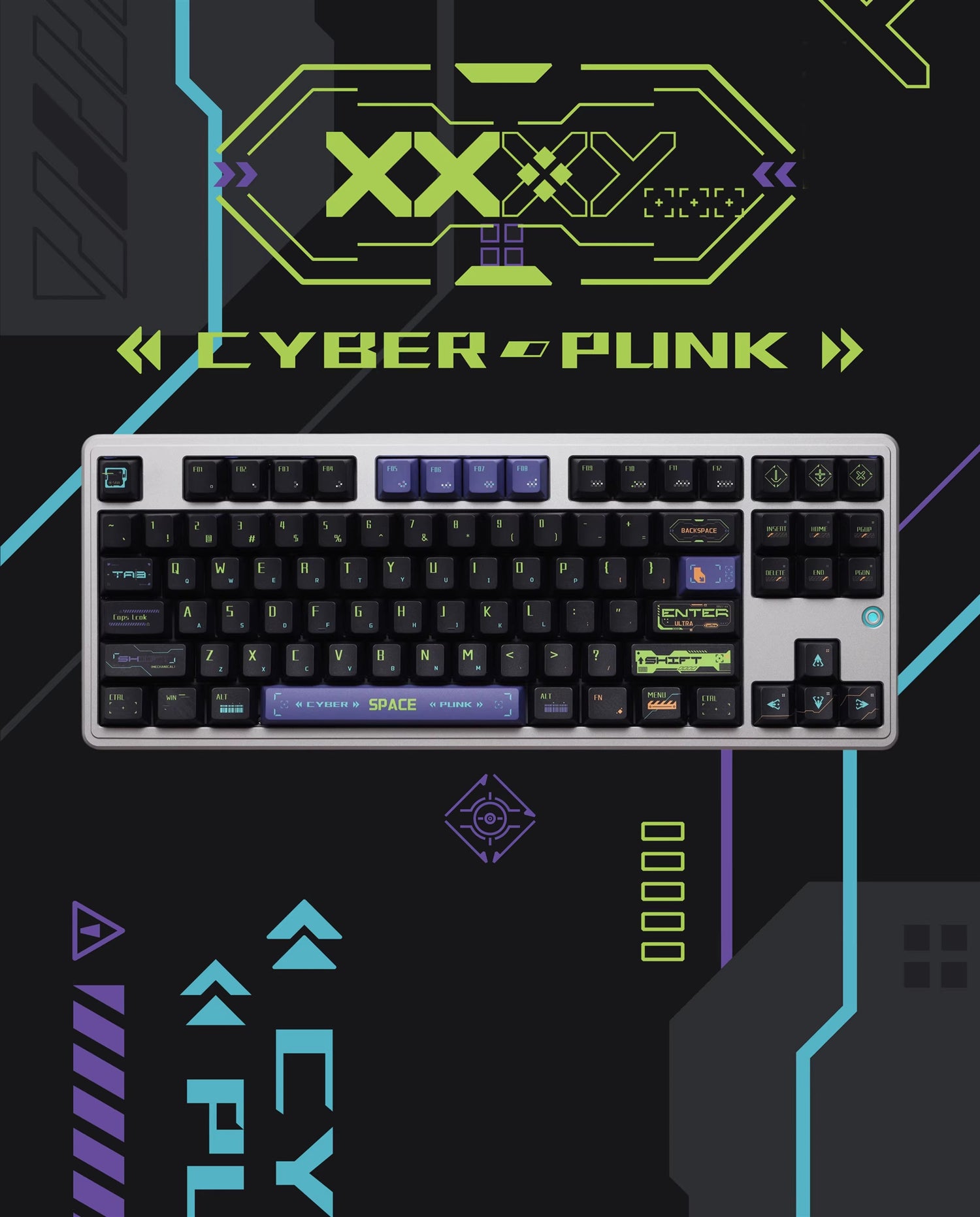 Cyberpunk Pulse Theme -137 Keys - Original High PBT Thermal Sublimation Mechanical Keyboard Custom Decorative Keycap Set