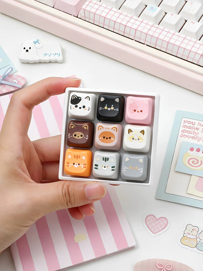 Cute cat switch tester, keycap keychain, cat themed keycap switch mechanical keyboard creative peripheral cultural products.