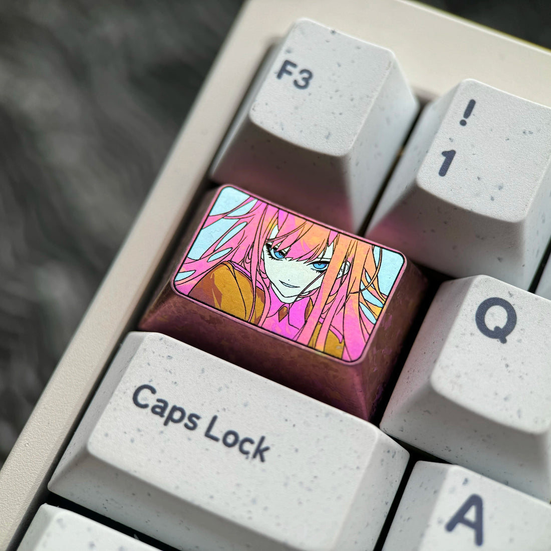 DARLING in the FRANXX , 02 Theme, 1.5U titanium alloy decorative keycaps, metal carved personalized keycaps