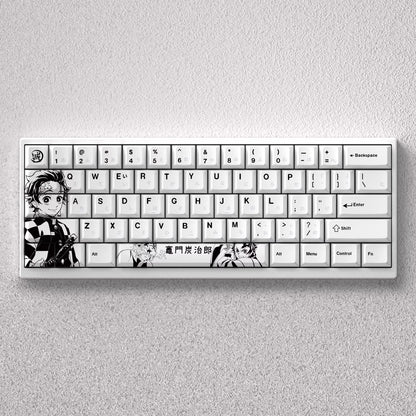 Demon Slayer Kimetsu no Yaiba series, Kamado Tanjiro theme, original high PBT material compatible MX switch mechanical keyboard, anime game theme set keycaps, mechanical keyboard replacement keycap set