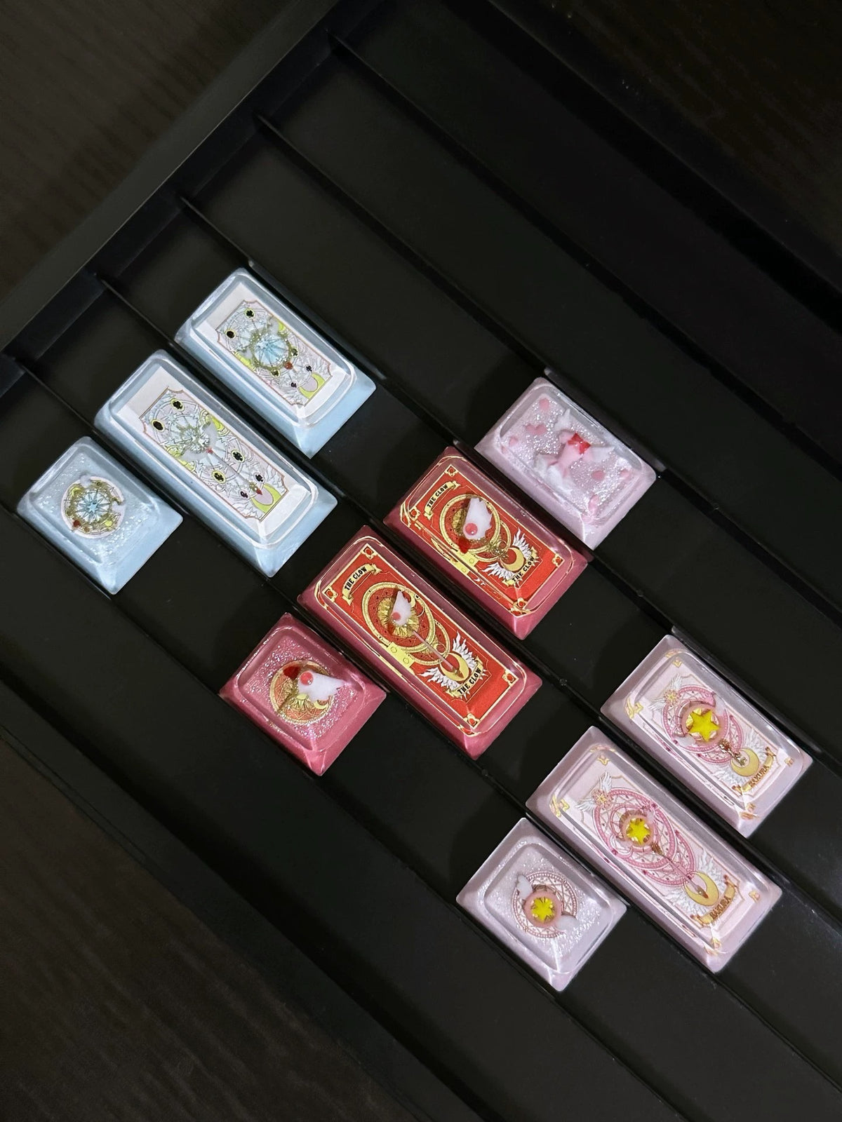 Cardcaptor Sakura set Crystal Resin Keycaps Original Design Personalized Keycaps, Anime Game Culture Creative Keycaps Mechanical Keyboard Cartoon Decorative Keycaps