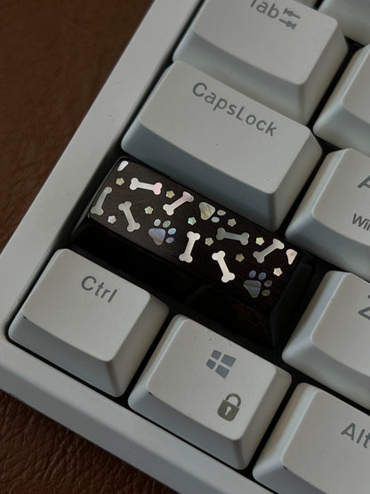 Purple sandalwood inlaid shell keycaps, 2.25U handmade customized personalized keycaps, simple cultural and creative colorful pearl shells+wooden keycaps, mechanical keyboard art decoration keycaps