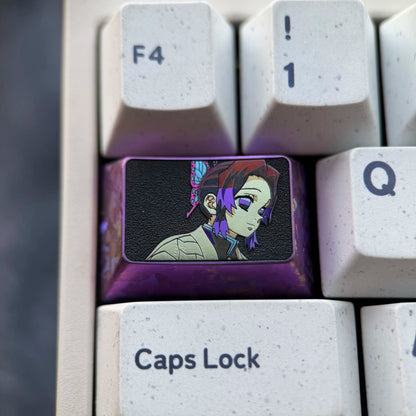 Demon Slayer, Kochou Shinobu, 1.5U titanium alloy personalized keycaps, game anime cultural creative metal mechanical keyboard decorative keycaps