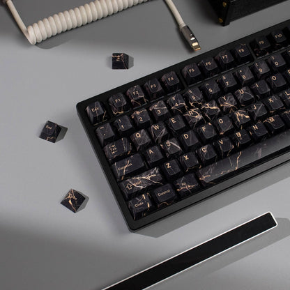 Minimally designed marble patterned keycap set, PBT Material Personalized Keycap Set, Compatible with 61/64/68/75/84/87/104 Key Mechanical Keyboard