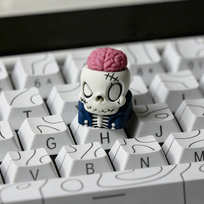 Original Design Brainstorming Skeleton Series, multi-color resin molded personalized keycaps, cartoon image creative cultural keycaps, mechanical keyboard handmade decorative keycaps