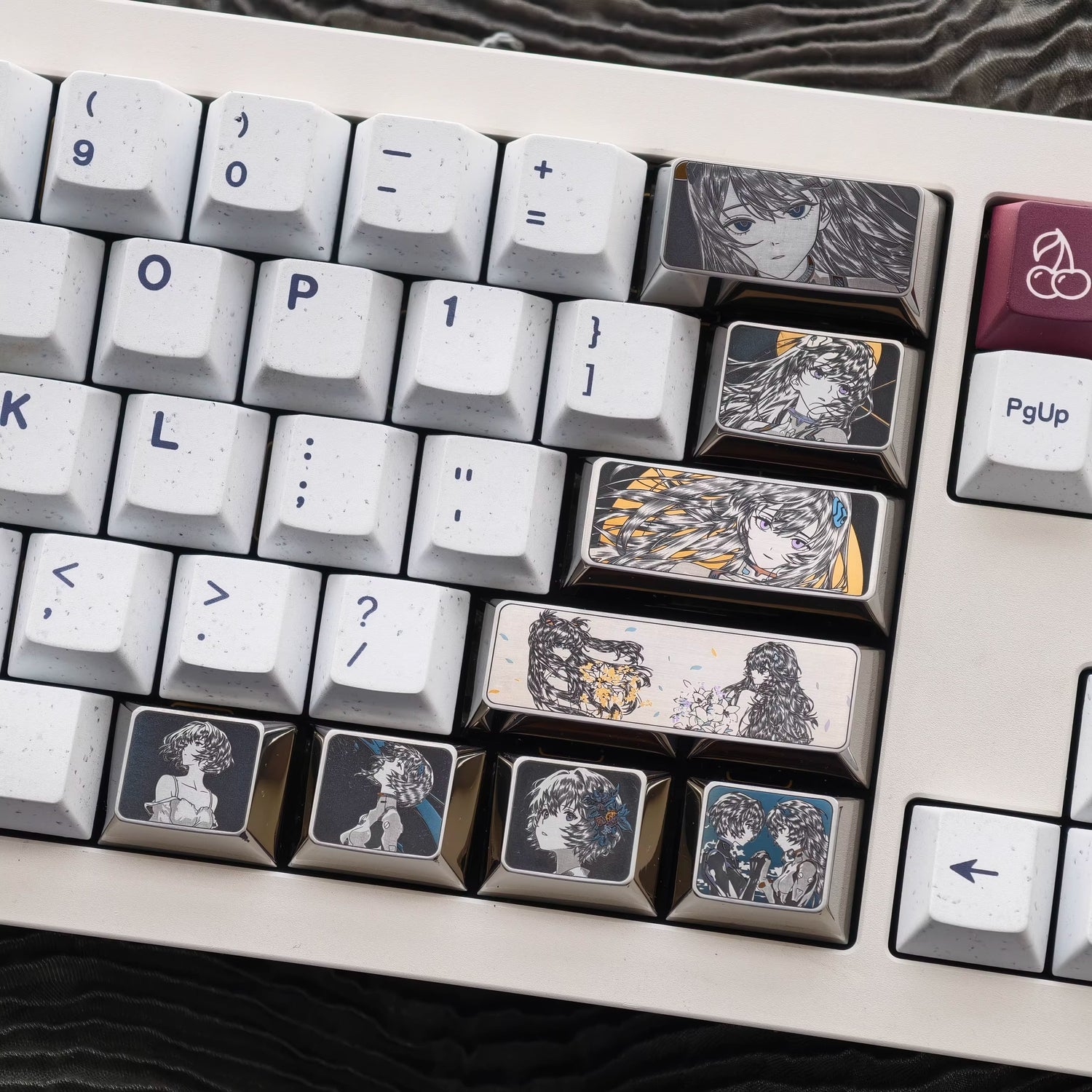 EVA series, Asuka/Ayanami Rei theme, finely carved titanium alloy personalized keycaps, innovative metal decorative keycaps for anime and games