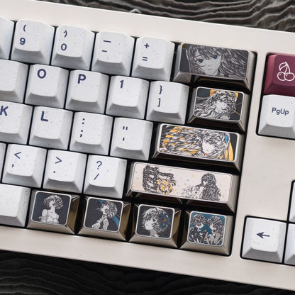EVA series, Asuka/Ayanami Rei theme, finely carved titanium alloy personalized keycaps, innovative metal decorative keycaps for anime and games