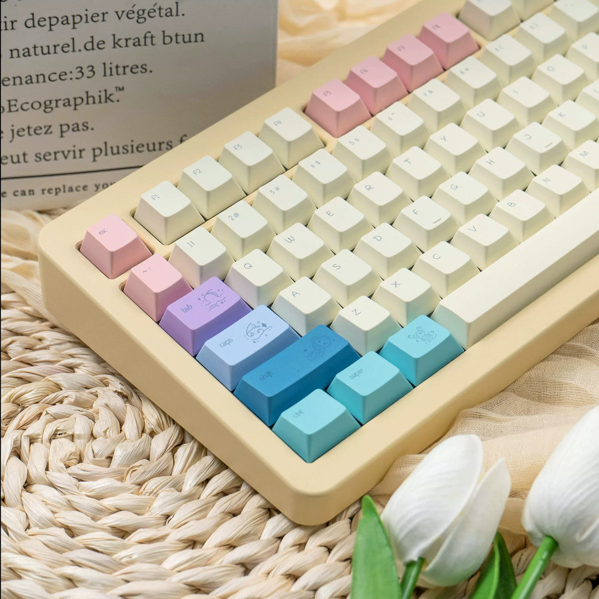 12 Constellation Theme Design, Macaron Color Matching PBT material personalized keycap set, mechanical keyboard replacement decorative keycaps, compatible with 61/64/68/75/84/87/104 key mechanical keyboard