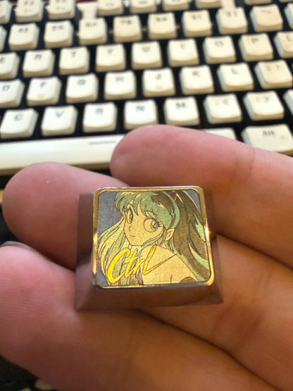 Urusei Yatsura，Lum Invader‌，1.25U CTRL，titanium alloy personalized keycaps, mechanical keyboard metal decorative keycaps, anime and game culture peripheral keycaps